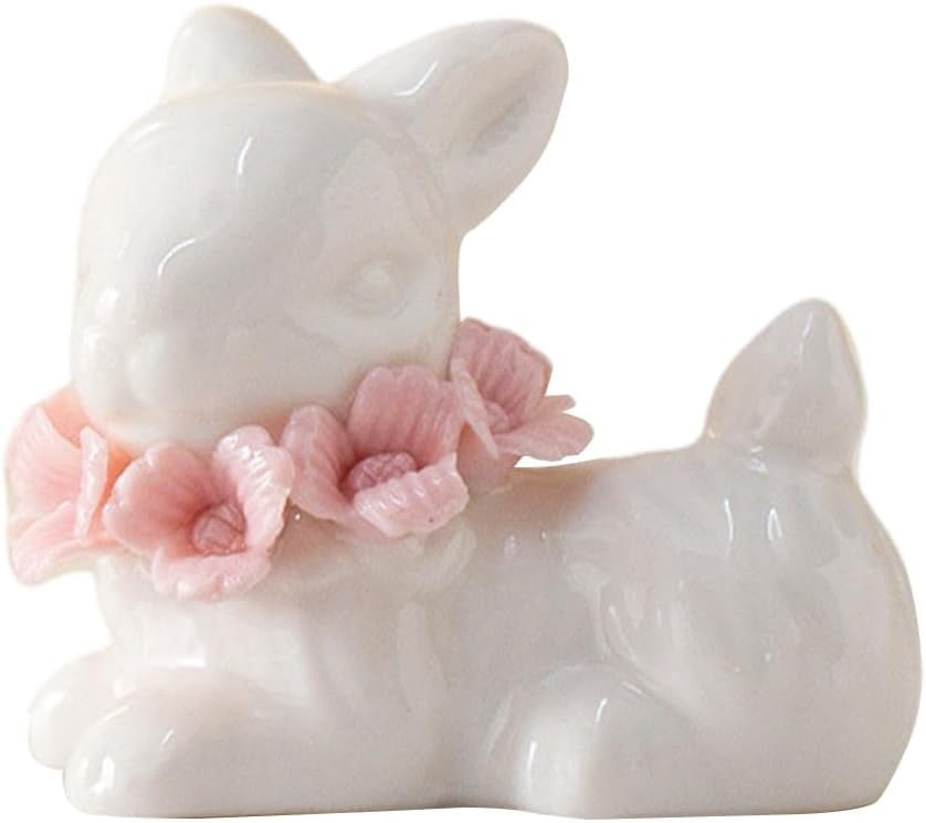 Ceramic Rabbit Figurine, White Bunny Easter Decor, Spring Rabbit Table ...
