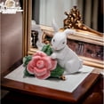 thumbnail image 1 of Ceramic Rabbit Salt and Pepper Shakers with Rose Flower Spring Gift, 1 of 3