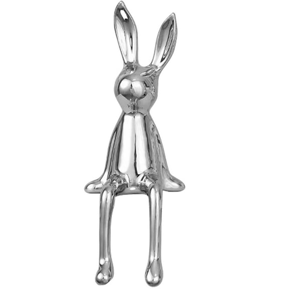 Ceramic Rabbit Statue Sitting Bunny Figurine Decorative Rabbit Decor Electroplate Bunny Ornament