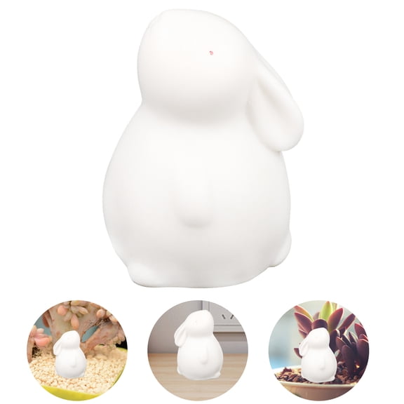 White Ceramic Statue Decorative Bunny Figurine for Desk, Office, Home Decor, Seat, Dining Chair