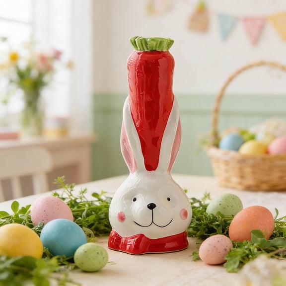 Ceramic Rabbit Vase Planter For Home Garden And Arrangements 21.5Cm Easter Decor