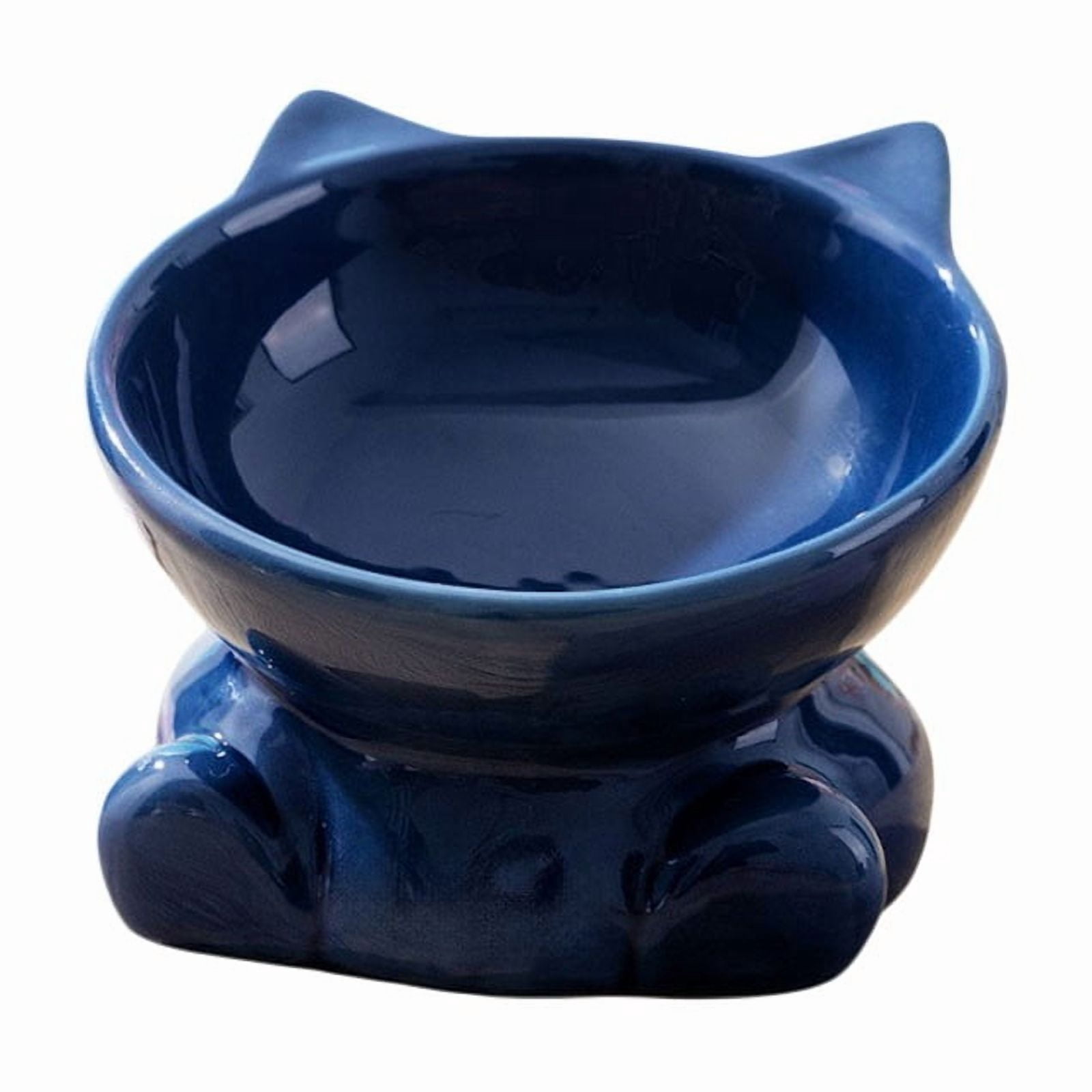 Ceramic Raised Cat Bowl with Tilt - Elevated Whisker Friendly Pet Food Dish for Indoor Cats, Kittens, and Small Dogs, Anti-Vomit Feeder to Protect Spine, Microwave & Dishwasher Safe