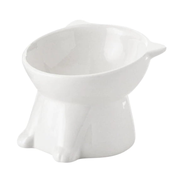 Ceramic Raised Cat Bowls, 15° Tilted Elevated Food & Water Bowl - Anti-Vomiting Design, Whisker Fatigue Prevention, Spine Protection for Cats & Small Dogs