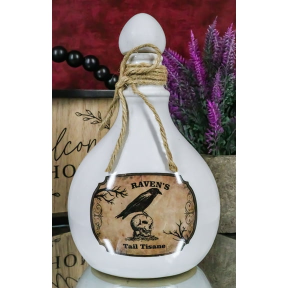 Ceramic Raven Crow Tail Tisane Mad Doctor Witchcraft Poison Prop Potion Bottle
