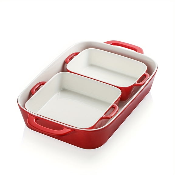 Ceramic Rectangular Baking Dish 12.8 x 8.9 Inches, Porcelain Oven Safe Casserole Pan for Lasagna Cake Dinner Banquet Kitchen Cooking