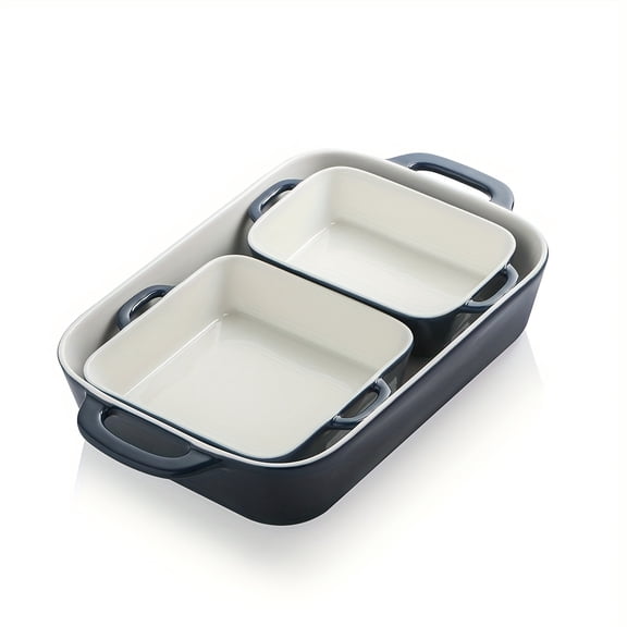 Ceramic Rectangular Baking Dish 12.8 x 8.9 Inches, Porcelain Oven Safe Casserole Pan for Lasagna Cake Dinner Banquet Kitchen Cooking