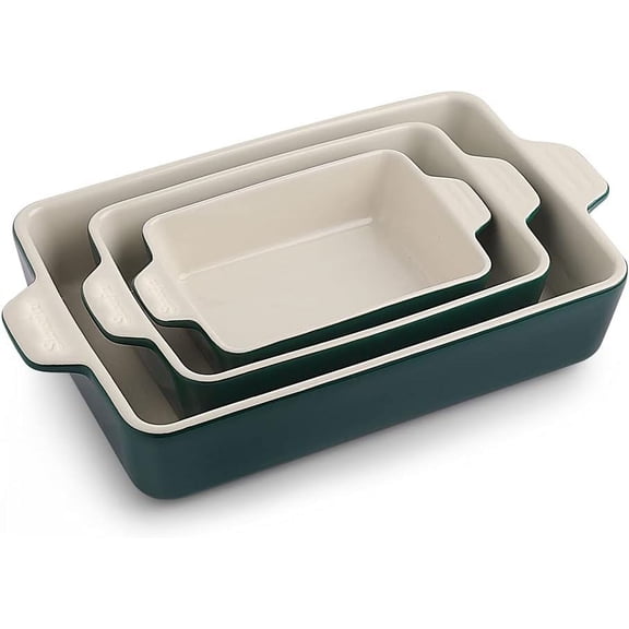 Ceramic Rectangular Baking Dish Jade, 11.8 x 7.8 x 2.76 Inches, Microwave and Oven Safe, Dishwasher Safe