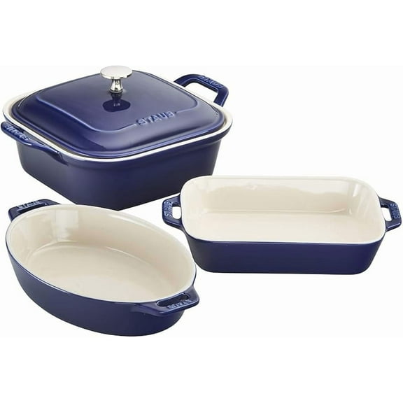 Ceramic Rectangular Baking Dish Set - Dark Blue