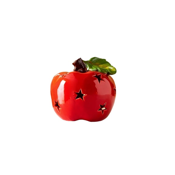 Ceramic Red Apple Ornament Night Light, Button Battery Operated Decorative Home, Office & Bedroom Accent, Cute Desk & Shelf Decor, Perfect Gift for all ages