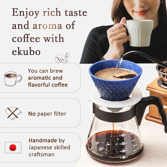 Ceramic Reusable Coffee Filter Pour Over Dripper Paperless for 1-4 Cup Made in Japan Black
