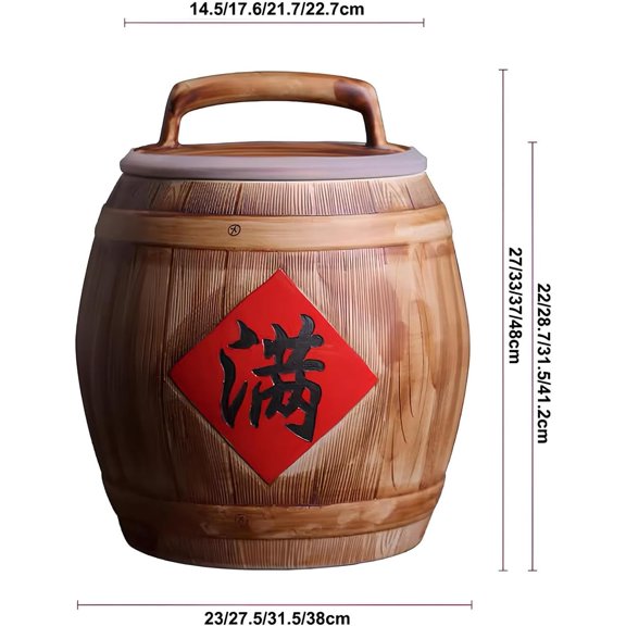 Ceramic Rice Container, Ceramic Rice Cylinder with Lid, Grain Storage Food Dispenser, Food Airtight Storage Jars, for Flour, Rice, Nuts, Snacks$$Home Decor, Kitchen, & Other