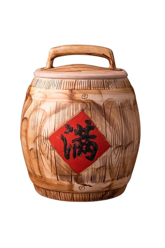 Ceramic Rice Container,Rices Bucket With Lid, Ceramic Grain Storage Container,Traditional Food Storage Container for rice, soybeans, corn, flour, oatmeal