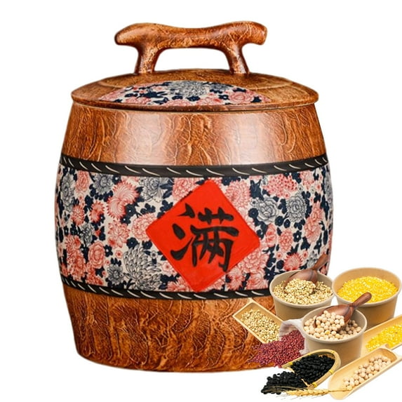 Ceramic Rice Dispenser,Storage Jars For Kitchen,Household Rice Storage Box With Lid,Airtight Dispenser Rice Storage Box For Flour,Rice,Nuts,Snacks