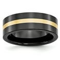 thumbnail image 1 of Ceramic Ring Band Wedding Yellow 14K Gold Flat Black with Inlay 8mm Polished, 1 of 6