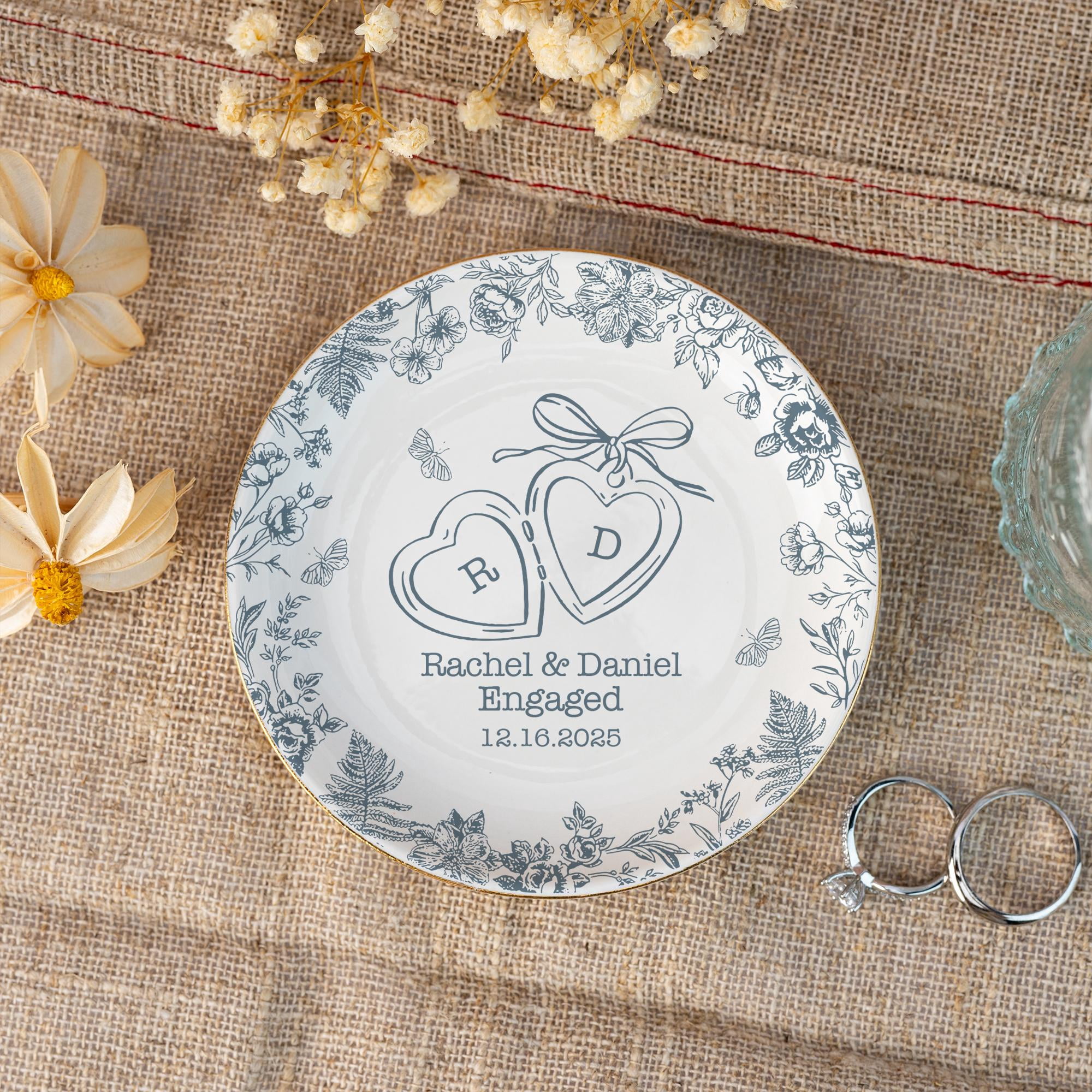 Ceramic Ring Dish, Personalized Engagement Gift for Couple, Custom ...
