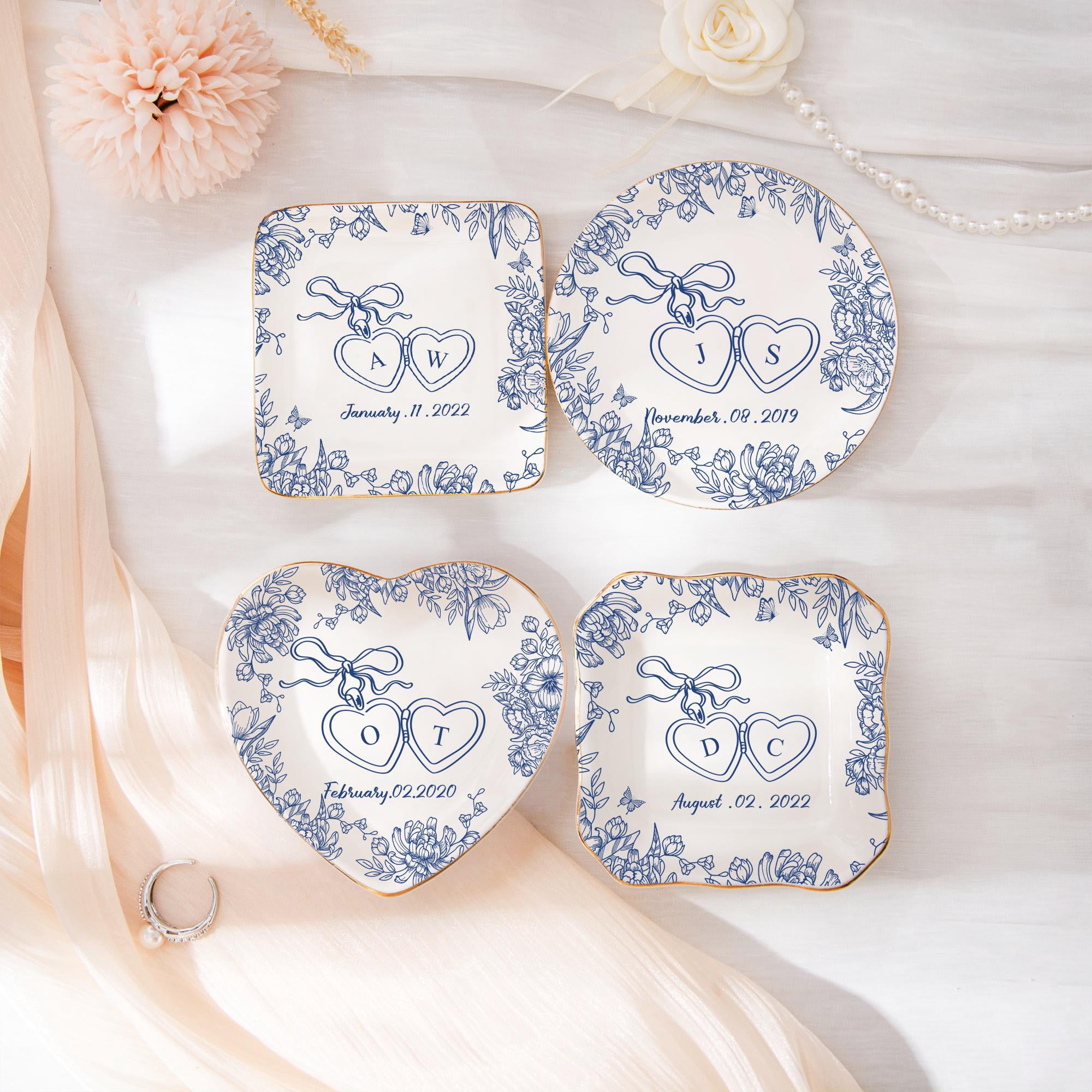 Ceramic Ring Dish, Personalized Locked Wedding Gift for Couple, Custom ...