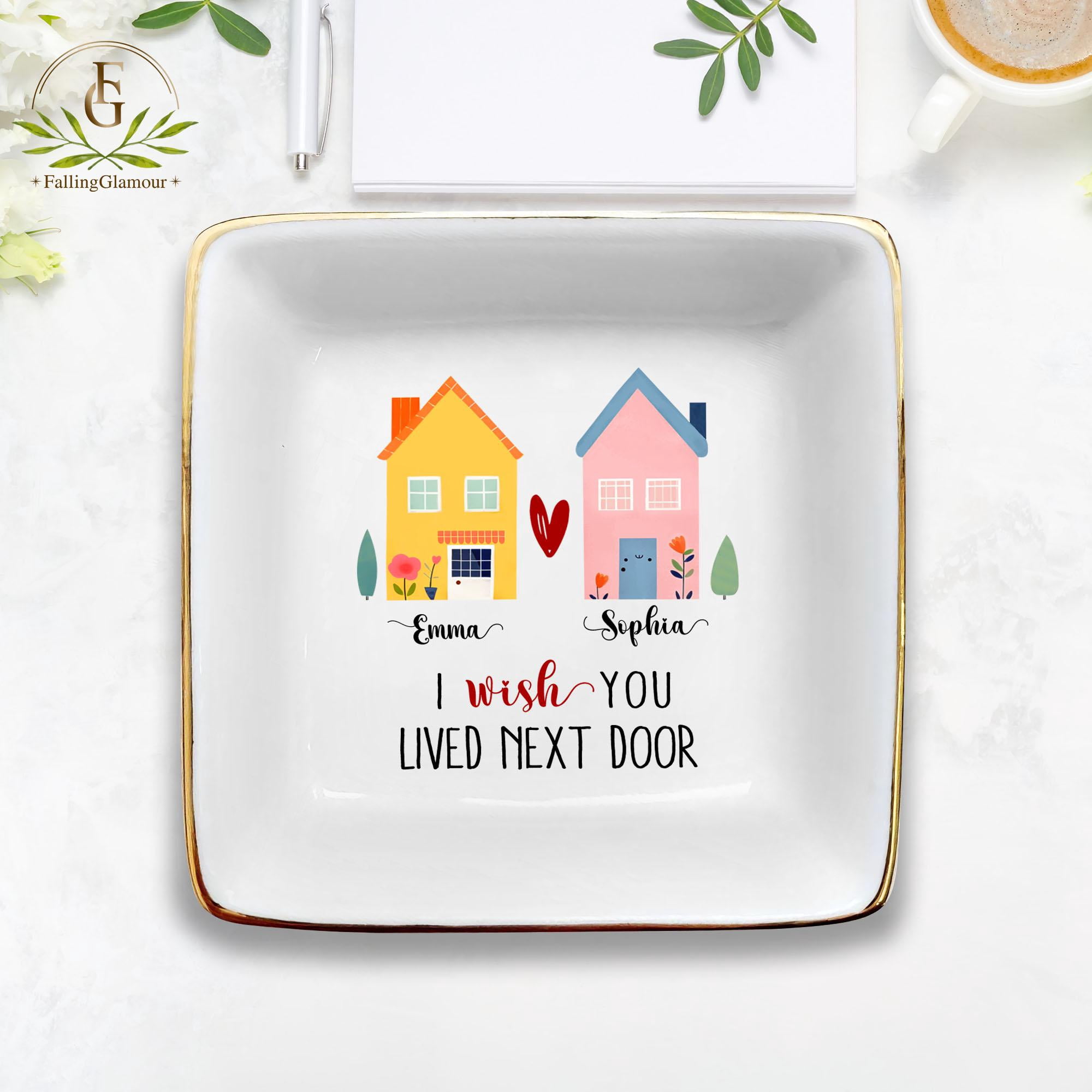 Ceramic Ring Dish, Wavy Square Jewelry Tray, Personalized Long Distance ...