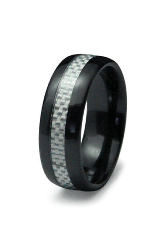 Ceramic Ring with Carbon Fiber Inlay - Size 9.5