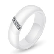 ARCO IRIS JEWELRY Ceramic Ring with Cubic Zirconia, Hypoallergenic, Lightweight, and Durable 6mm Comfort Fit Wedding Band For Women and Teenage Girls