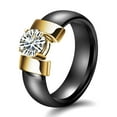 Ceramic Ring with Cubic Zirconia, Hypoallergenic, Lightweight, and