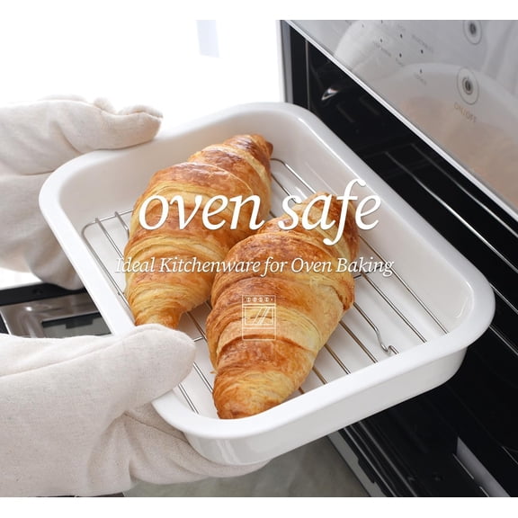 Ceramic Roasting Pan with Stainless Steel Rack, Non-Stick Baking Dish for Oven, Microwave, and Conventional Cooking