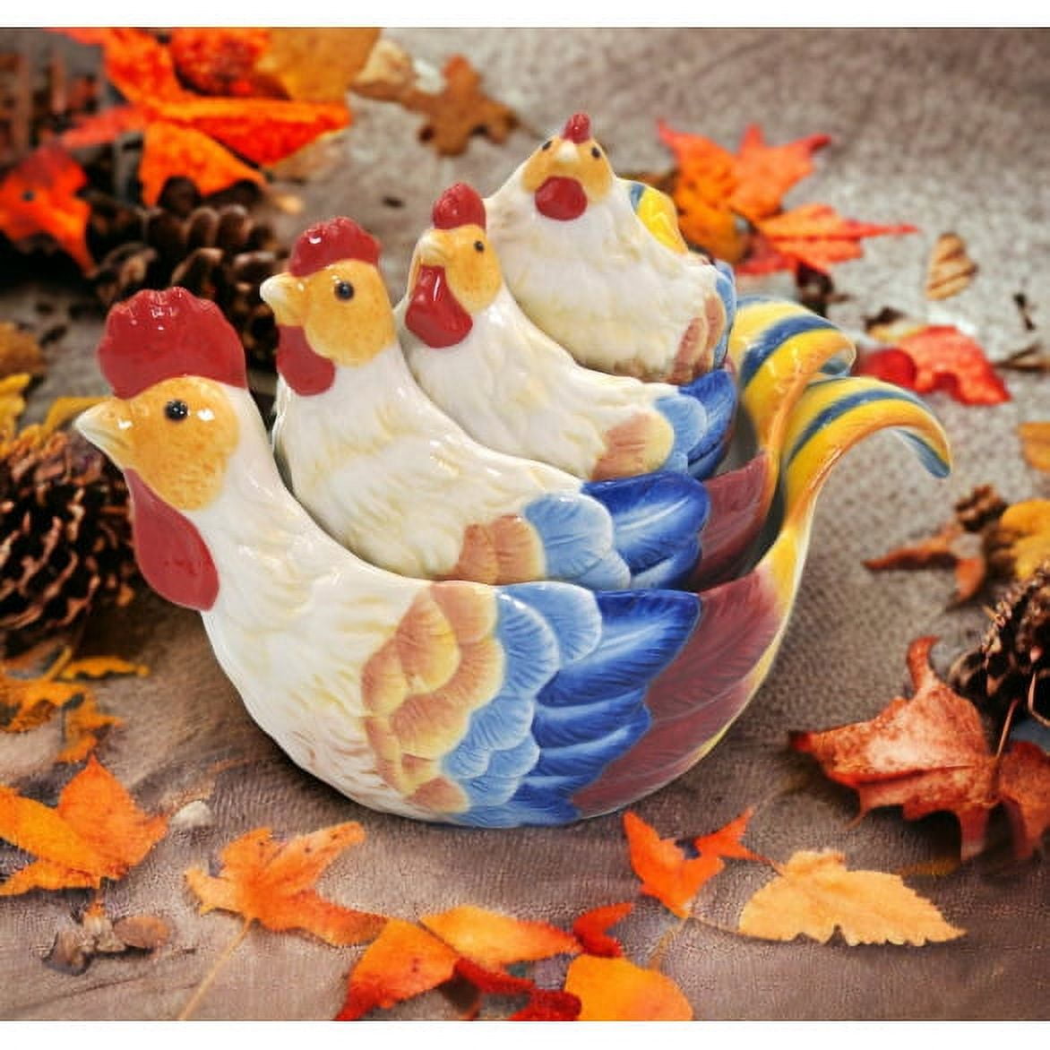 Chicken Nesting Ceramic Measuring Cups Set of 4 Colorful 