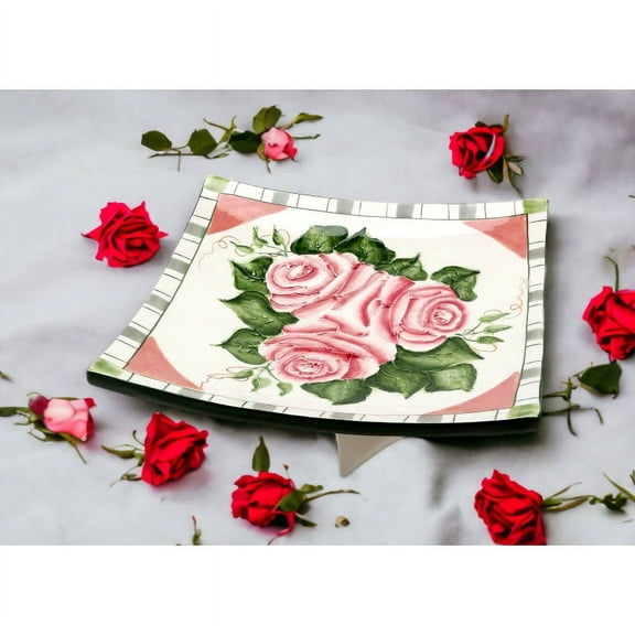 Ceramic Rose Flower Plate 8.25 Inch Nature Cottagecore