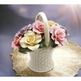 thumbnail image 1 of Ceramic Rose Flowers Basket Figurine 4.25in Wedding Anniversary Gift, 1 of 3