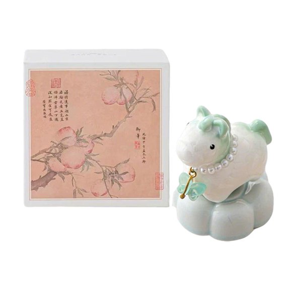 Ceramic Rotating Horse Statue,Mini Ceramic Horse Figurine with Bracelet Decoration,Chinese Feng Shui HorseDecor,2026 Chinese New Year Decorations for Home Office Study Desktop Living Room