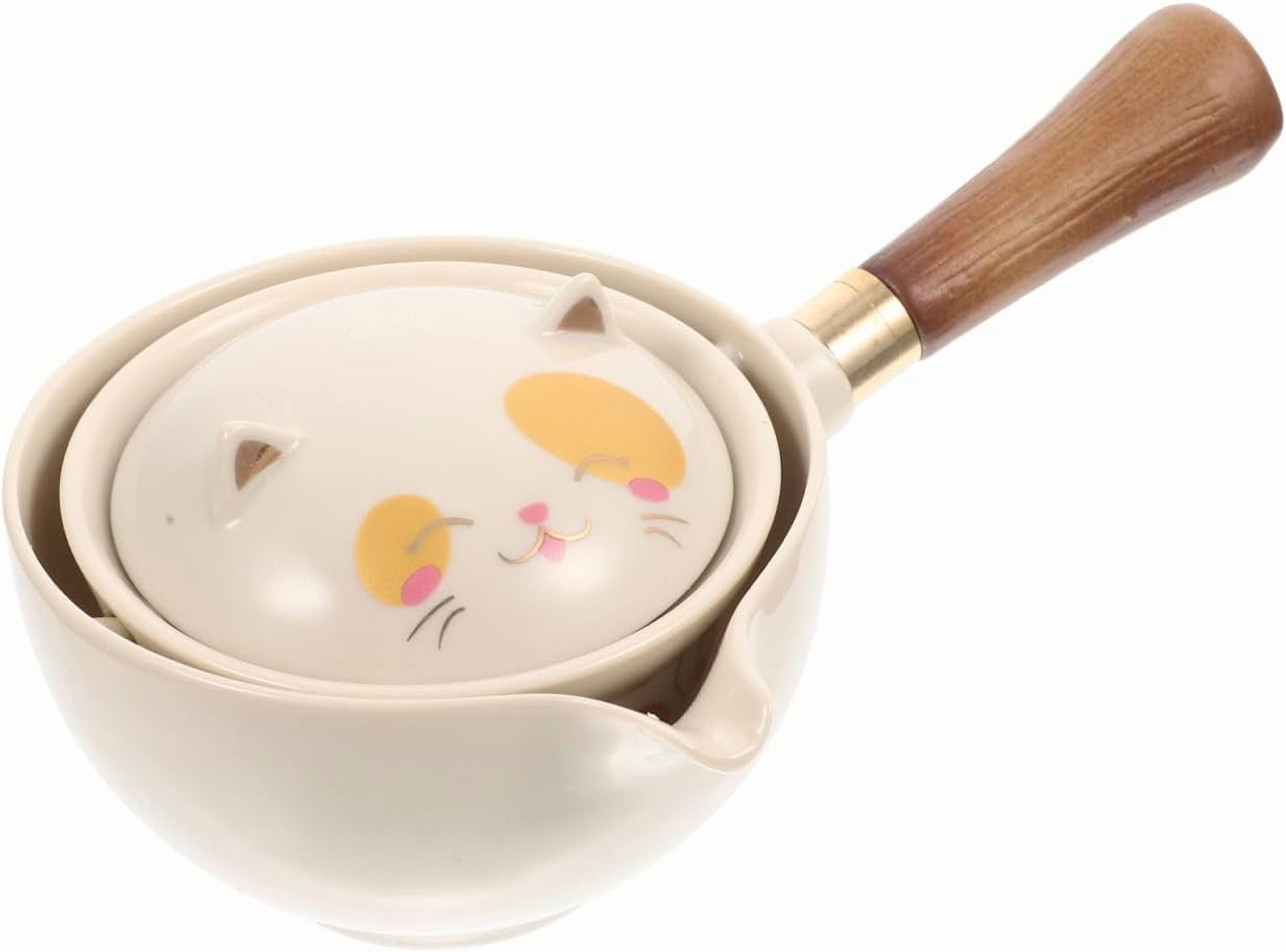 Ceramic Rotating Teapot with 360° Side Handle,Portable Gongfu Tea Set ...