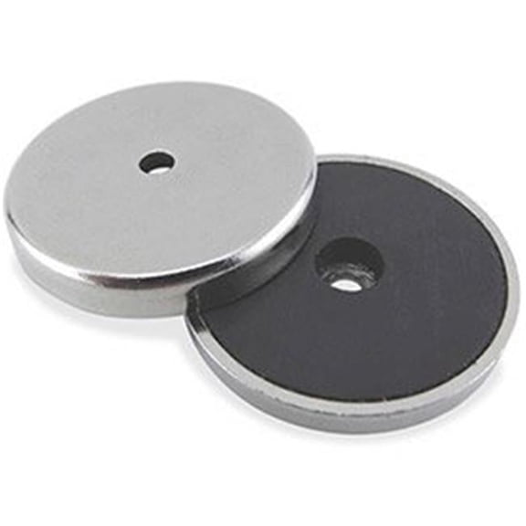 Ceramic Round Base Magnet - Silver & Black - 11 lbs Pull - Durable Design