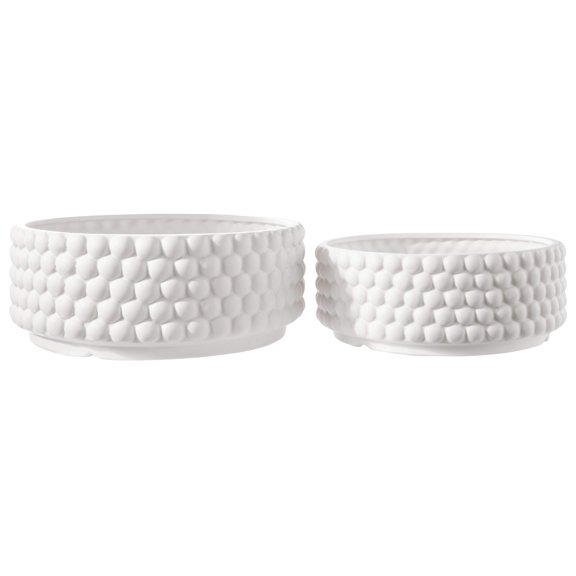 Ceramic Round Bowl Matte Finish White-6.50"H