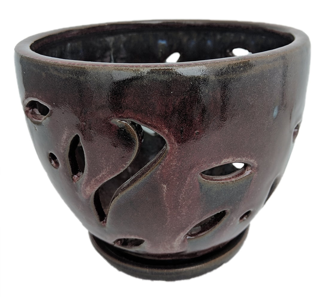 Ceramic Round Orchid Pot/Saucer 7" x 5 3/4" Red