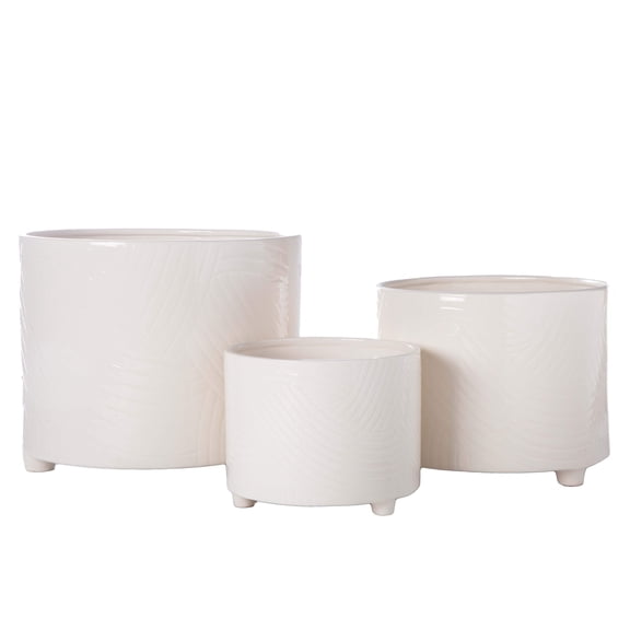 Ceramic Round Pot Gloss Finish Cream-10.00"H -137