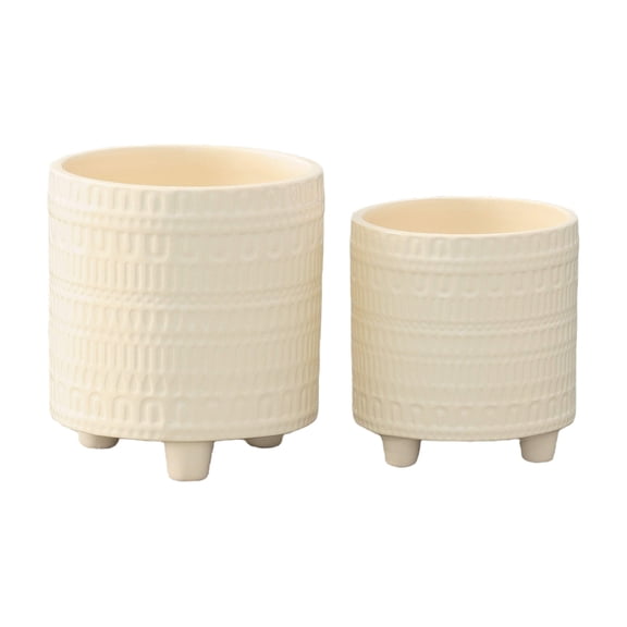 Ceramic Round Pot Gloss Finish Cream-5.50"H -146