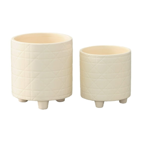 Ceramic Round Pot Gloss Finish Cream-5.50"H -149