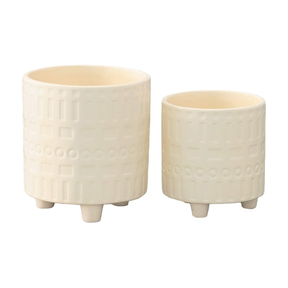Ceramic Round Pot Gloss Finish Cream-5.50"H -150