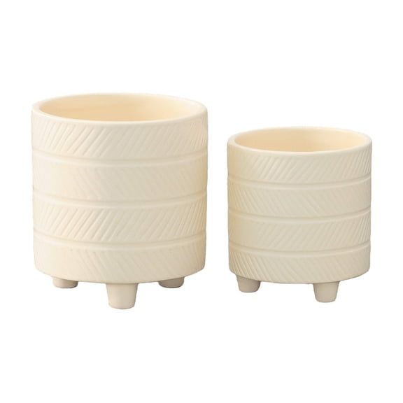 Ceramic Round Pot Gloss Finish Cream-5.50"H -151