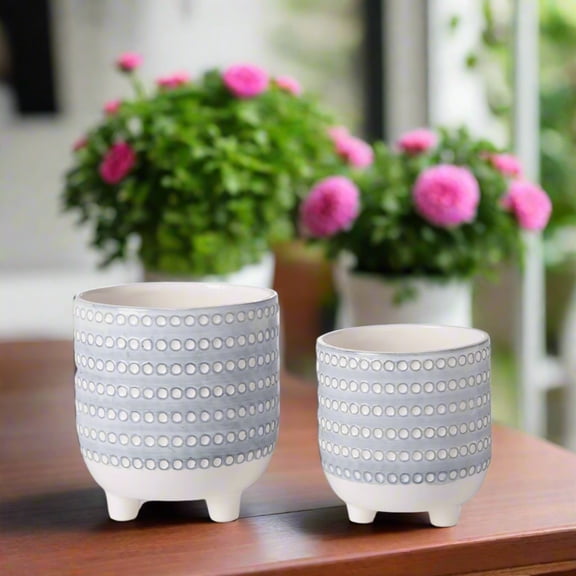 Zyara Baby Blue Tripod Planter Set (Set of 2)