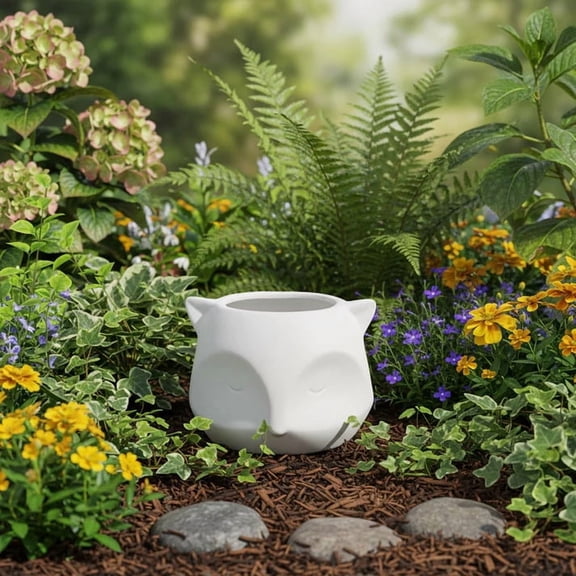 Urban Trends Fiona Ceramic Fox Head Planter Pot White Decorative Succulent Planter