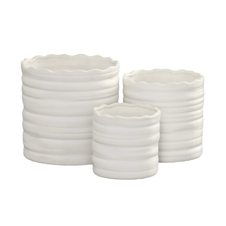 Ceramic Round Pot Matte Finish White-7.50"H -212