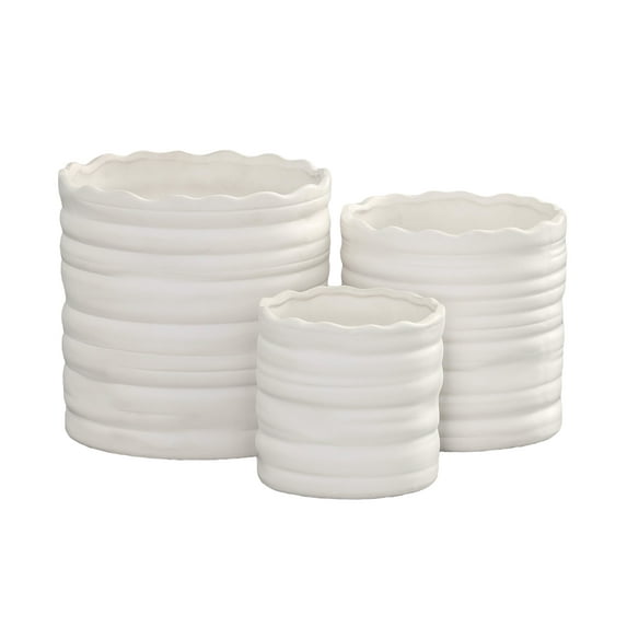 Ceramic Round Pot Matte Finish White-7.50"H -212