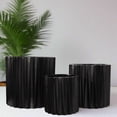 thumbnail image 1 of Olenna Textured Ceramic Horizontal Pot Set of 3 – Decorative Indoor Planter Pots for Home & Garden, Small Medium Large Ceramic Plant Pot ( Black), 1 of 9