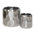 thumbnail image 1 of Ceramic Round Pot with Wide Mouth and Embossed Irregular Patterns Design Body Set of Two Matte Finish Silver, 1 of 3
