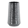 thumbnail image 1 of Ceramic Round Vase with Combed Design Body Large Electroplated Finish Silver, 1 of 2