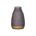 thumbnail image 1 of Ceramic Round Vase with Narrow Rim Mouth, Cracked Design Body & Brown Banded Bottom, Gloss Finish - Dark Gray - Small, 1 of 1