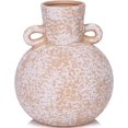 Ceramic Rustic Vase Terracotta Round Pottery Vase with Handles