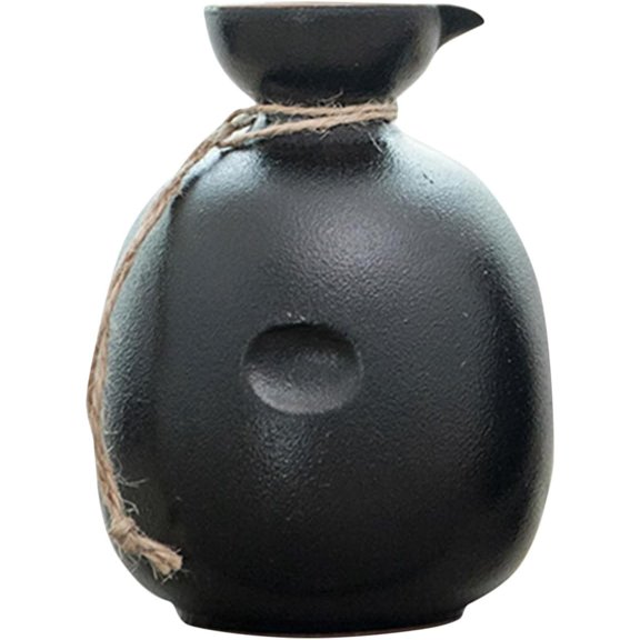 Ceramic Sake Jug 4.5 Inch Black Porcelain Wine Carafe Japanese Style Ceramic Bottle for Home Dining and Entertaining