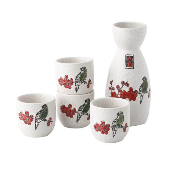Ceramic Sake Set, 5 Pieces, Japanese Sake Cup and Bottle, Ceramic Sake Bottle, Sake Cup Set, Sake Set