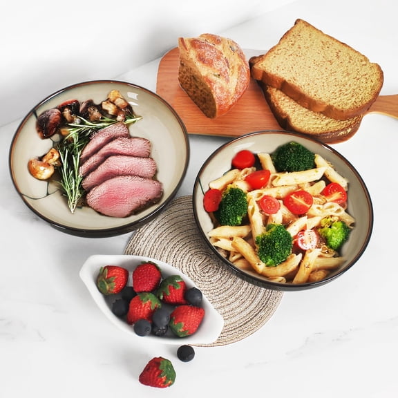 Ceramic Salad Plate Set, 7.9-inch Non-fading Hand-painted Plates, 4-piece Set, Suitable for Appetizers, Dinner, Desserts, Microwaveable and Dishwasher-safe Restaurant Kitchen Tableware Set